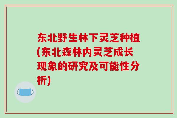 东北野生林下灵芝种植(东北森林内灵芝成长现象的研究及可能性分析)