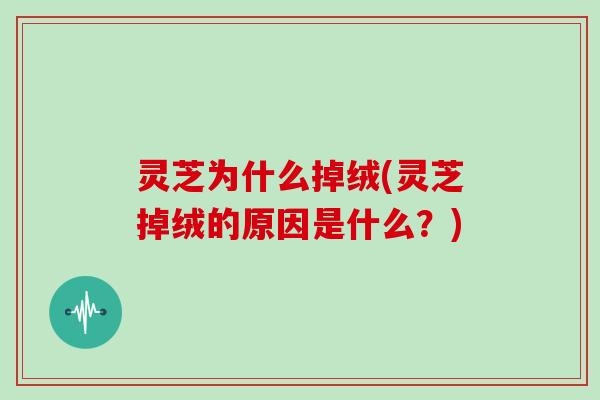 灵芝为什么掉绒(灵芝掉绒的原因是什么？)