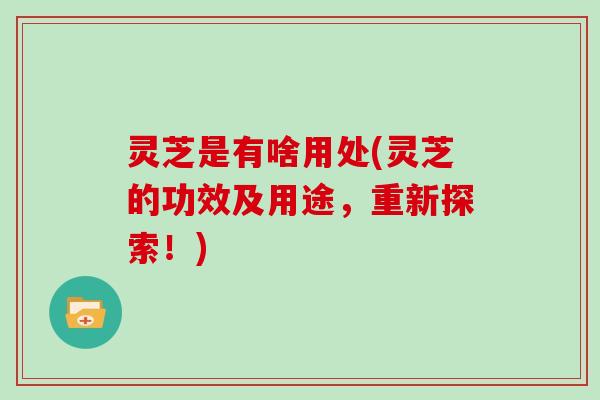 灵芝是有啥用处(灵芝的功效及用途,重新探索!)