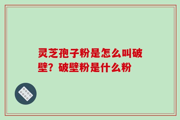 灵芝孢子粉是怎么叫破壁?破壁粉是什么粉