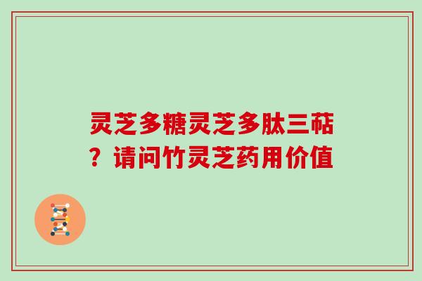 灵芝多糖灵芝多肽三萜？请问竹灵芝药用价值