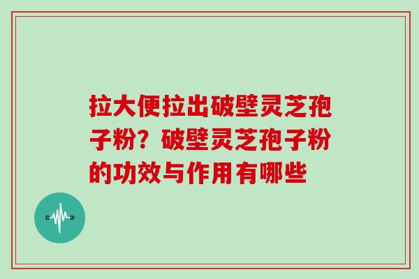 拉大便拉出破壁灵芝孢子粉?破壁灵芝孢子粉的功效与作用有哪些