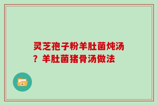 灵芝孢子粉羊肚菌炖汤？羊肚菌猪骨汤做法