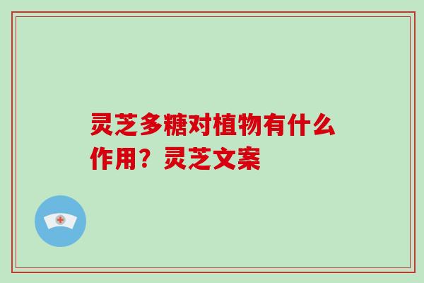 灵芝多糖对植物有什么作用？灵芝文案
