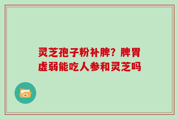 灵芝孢子粉补脾？脾胃虚弱能吃人参和灵芝吗