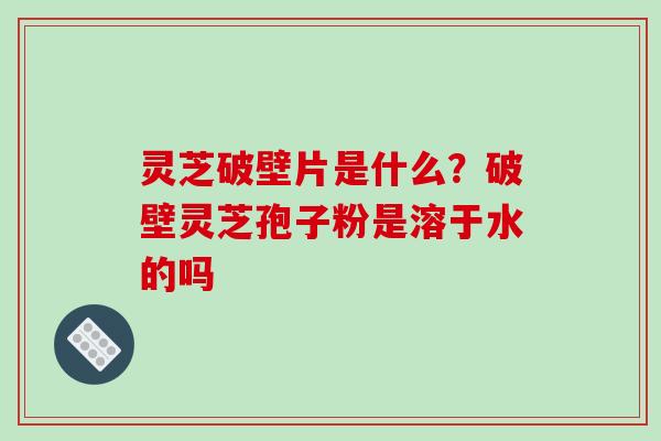 灵芝破壁片是什么？破壁灵芝孢子粉是溶于水的吗