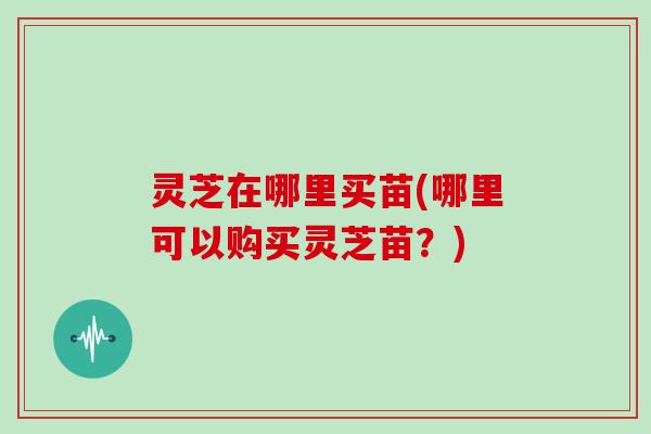 灵芝在哪里买苗(哪里可以购买灵芝苗?)