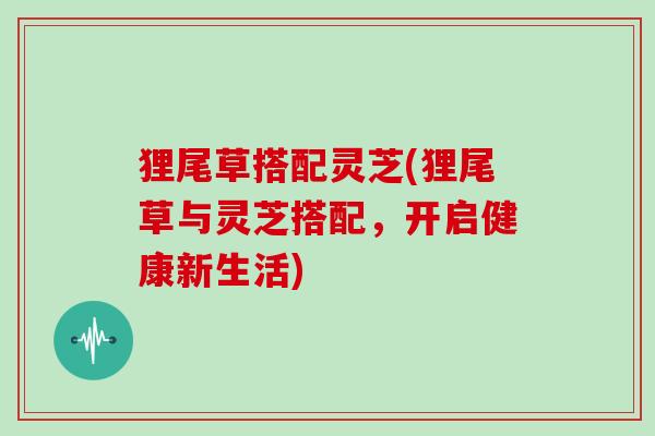 狸尾草搭配灵芝(狸尾草与灵芝搭配，开启健康新生活)