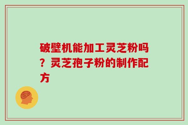 破壁机能加工灵芝粉吗？灵芝孢子粉的制作配方