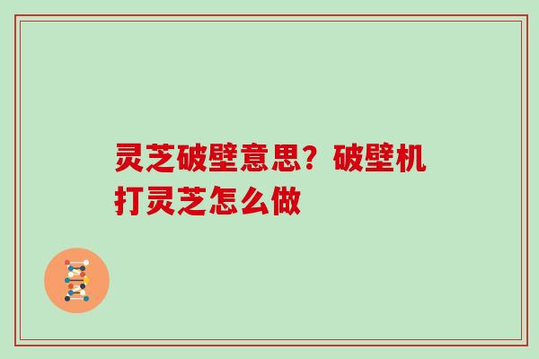 灵芝破壁意思?破壁机打灵芝怎么做
