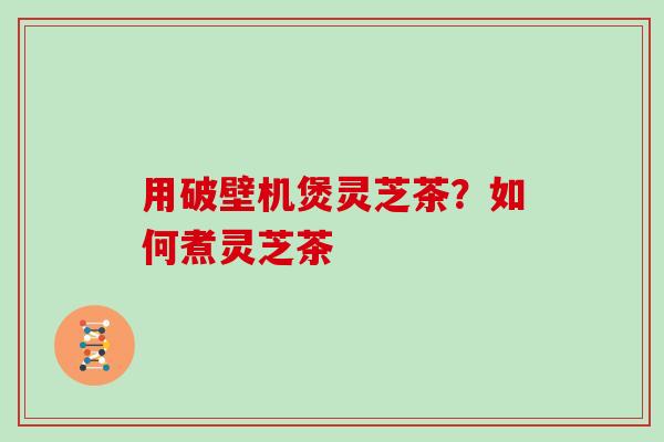 用破壁机煲灵芝茶？如何煮灵芝茶