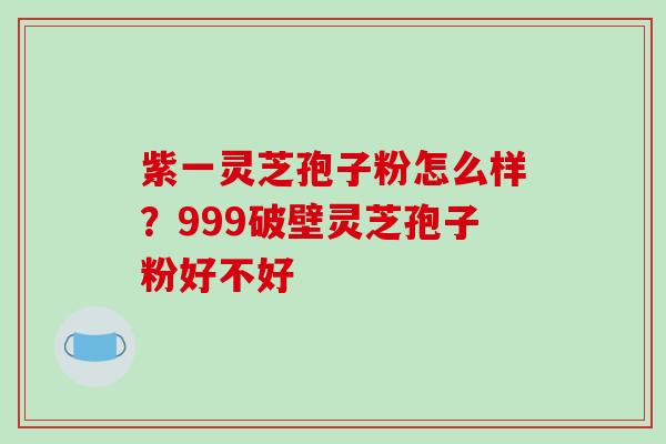 紫一灵芝孢子粉怎么样？999破壁灵芝孢子粉好不好
