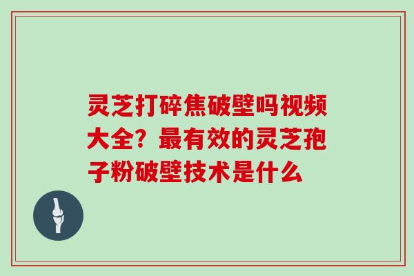 灵芝打碎焦破壁吗视频大全?最有效的灵芝孢子粉破壁技术是什么
