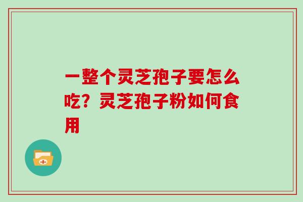 一整个灵芝孢子要怎么吃?灵芝孢子粉如何食用