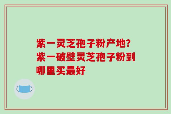 紫一灵芝孢子粉产地?紫一破壁灵芝孢子粉到哪里买最好