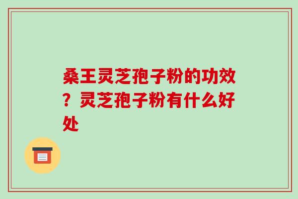 桑王灵芝孢子粉的功效？灵芝孢子粉有什么好处