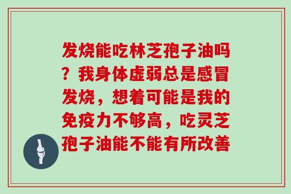 发烧能吃林芝孢子油吗?我身体虚弱总是感冒发烧,想着可能是我的免疫力不够高,吃灵芝孢子油能不能有所改善