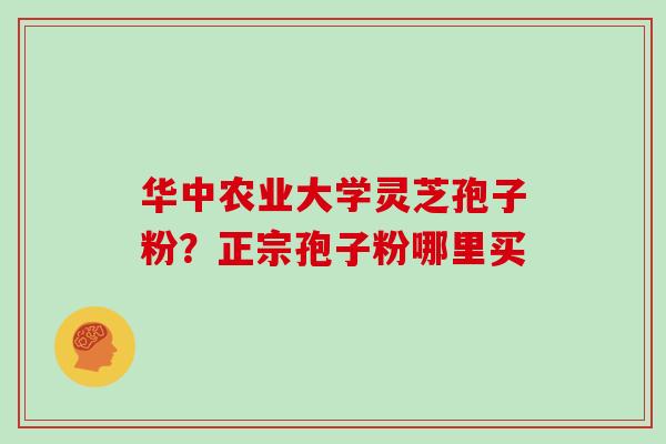 华中农业大学灵芝孢子粉？正宗孢子粉哪里买