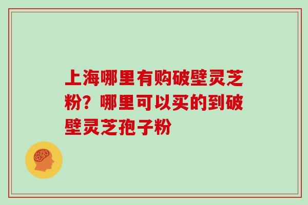 上海哪里有购破壁灵芝粉?哪里可以买的到破壁灵芝孢子粉