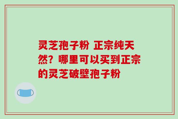 灵芝孢子粉 正宗纯天然?哪里可以买到正宗的灵芝破壁孢子粉
