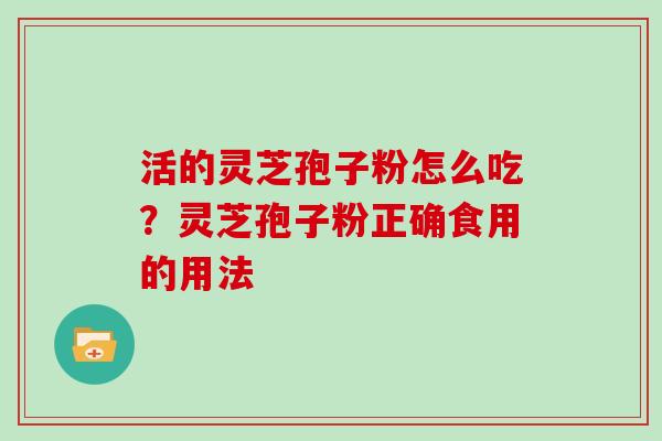 活的灵芝孢子粉怎么吃？灵芝孢子粉正确食用的用法