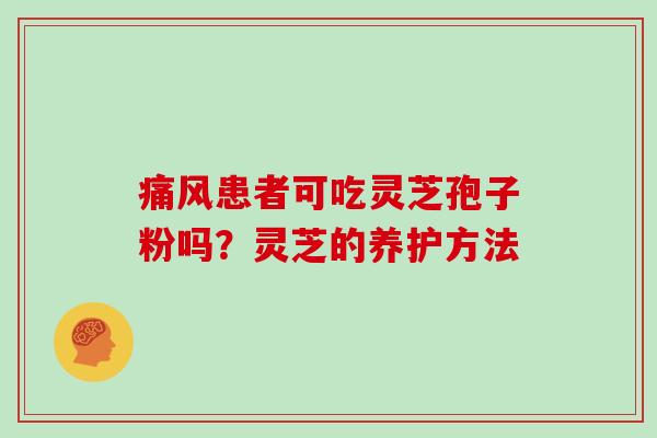 痛风患者可吃灵芝孢子粉吗?灵芝的养护方法