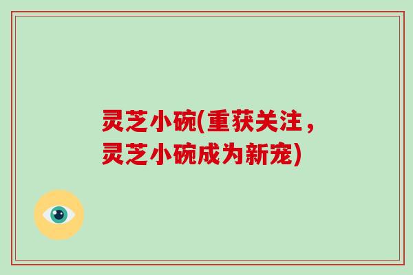 灵芝小碗(重获关注,灵芝小碗成为新宠)