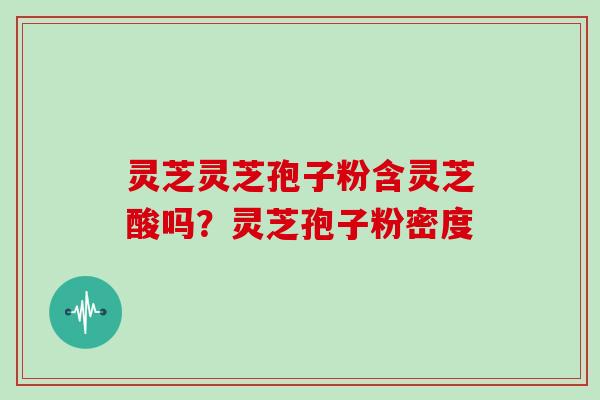 灵芝灵芝孢子粉含灵芝酸吗?灵芝孢子粉密度