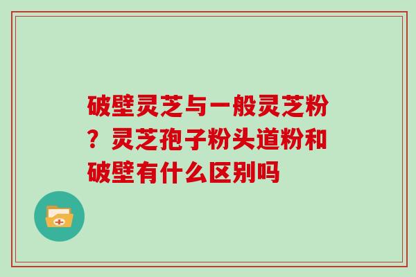破壁灵芝与一般灵芝粉?灵芝孢子粉头道粉和破壁有什么区别吗