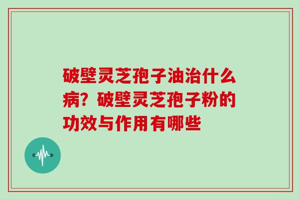 破壁灵芝孢子油治什么病？破壁灵芝孢子粉的功效与作用有哪些