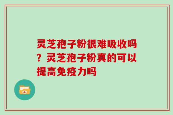 灵芝孢子粉很难吸收吗?灵芝孢子粉真的可以提高免疫力吗