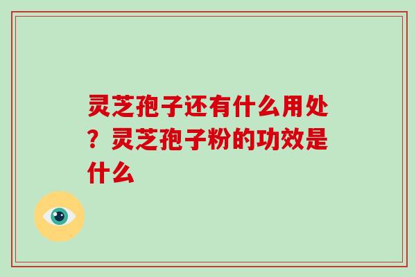 灵芝孢子还有什么用处？灵芝孢子粉的功效是什么