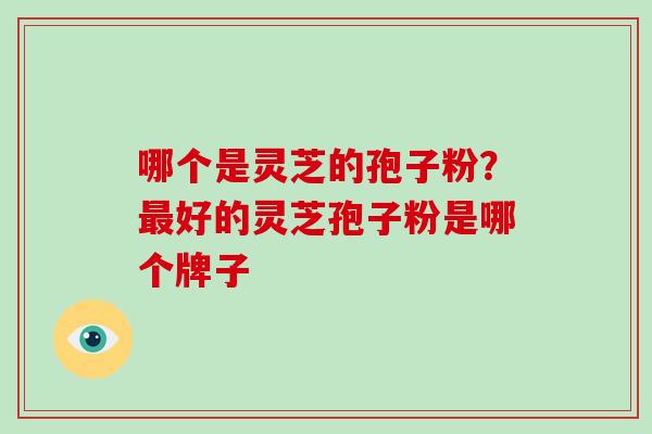 哪个是灵芝的孢子粉?最好的灵芝孢子粉是哪个牌子