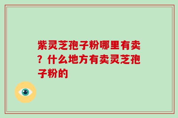 紫灵芝孢子粉哪里有卖?什么地方有卖灵芝孢子粉的