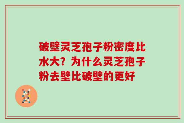 破壁灵芝孢子粉密度比水大?为什么灵芝孢子粉去壁比破壁的更好