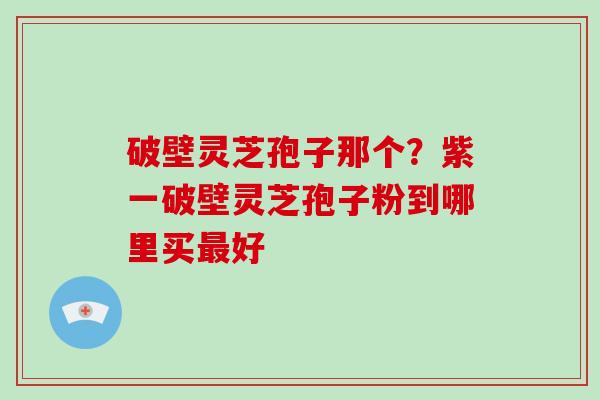 破壁灵芝孢子那个?紫一破壁灵芝孢子粉到哪里买最好