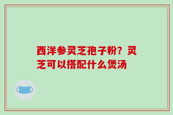 西洋参灵芝孢子粉?灵芝可以搭配什么煲汤