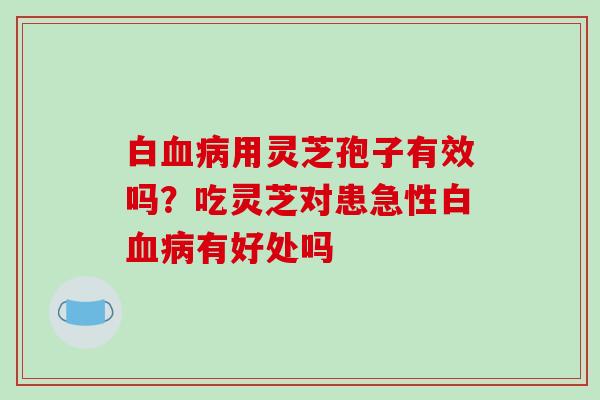 白血病用灵芝孢子有效吗?吃灵芝对患急性白血病有好处吗