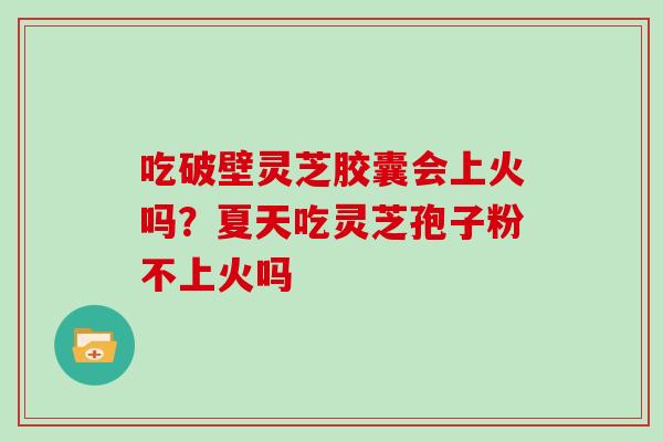 吃破壁灵芝胶囊会上火吗?夏天吃灵芝孢子粉不上火吗