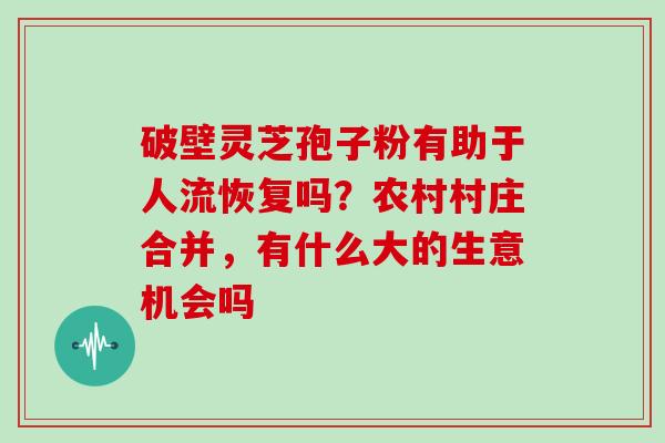 破壁灵芝孢子粉有助于人流恢复吗？农村村庄合并，有什么大的生意机会吗