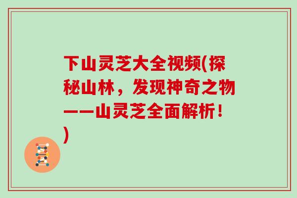 下山灵芝大全视频(探秘山林，发现神奇之物——山灵芝全面解析！)