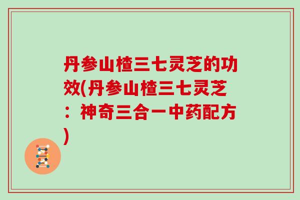 丹参山楂三七灵芝的功效(丹参山楂三七灵芝:神奇三合一中药配方)