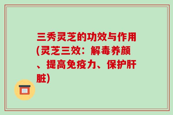 三秀灵芝的功效与作用(灵芝三效:解毒养颜、提高免疫力、保护肝脏)
