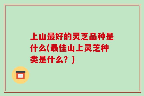 上山最好的灵芝品种是什么(最佳山上灵芝种类是什么？)