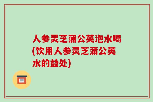人参灵芝蒲公英泡水喝(饮用人参灵芝蒲公英水的益处)
