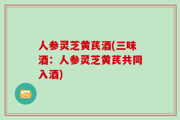 人参灵芝黄芪酒(三味酒:人参灵芝黄芪共同入酒)