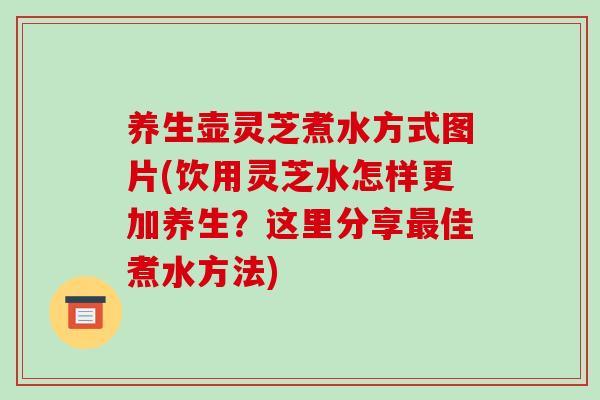 养生壶灵芝煮水方式图片(饮用灵芝水怎样更加养生?这里分享最佳煮水方法)