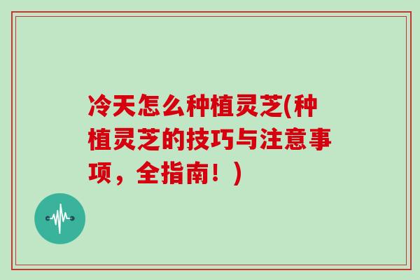 冷天怎么种植灵芝(种植灵芝的技巧与注意事项，全指南！)