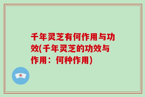 千年灵芝有何作用与功效(千年灵芝的功效与作用:何种作用)