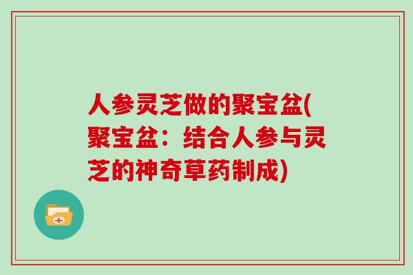 人参灵芝做的聚宝盆(聚宝盆：结合人参与灵芝的神奇草药制成)